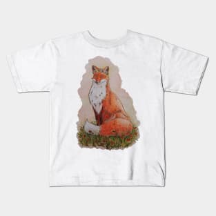 Watercolor Autumn Regal Fox Kids T-Shirt